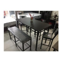 JUEGO DE COMEDOR CUBO TUBO  LORO,  4 BANCOS + BANCA + MESA