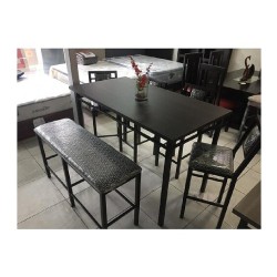 JUEGO DE COMEDOR CUBO TUBO  LORO,  4 BANCOS + BANCA + MESA