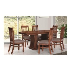 JUEGO DE COMEDOR EMMAN KIOTO, 6 SILLAS + MESA C/PEDESTAL